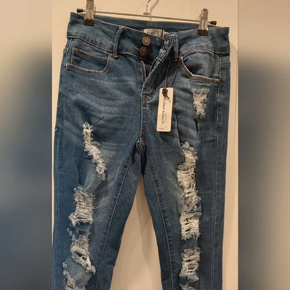 Rue21 Blue Distressed Skinny Jeans - Picture 3 of 7